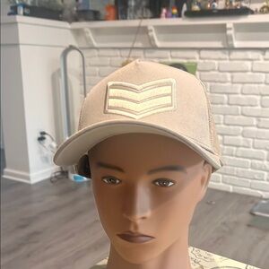 Beige Cap with Chevron Design